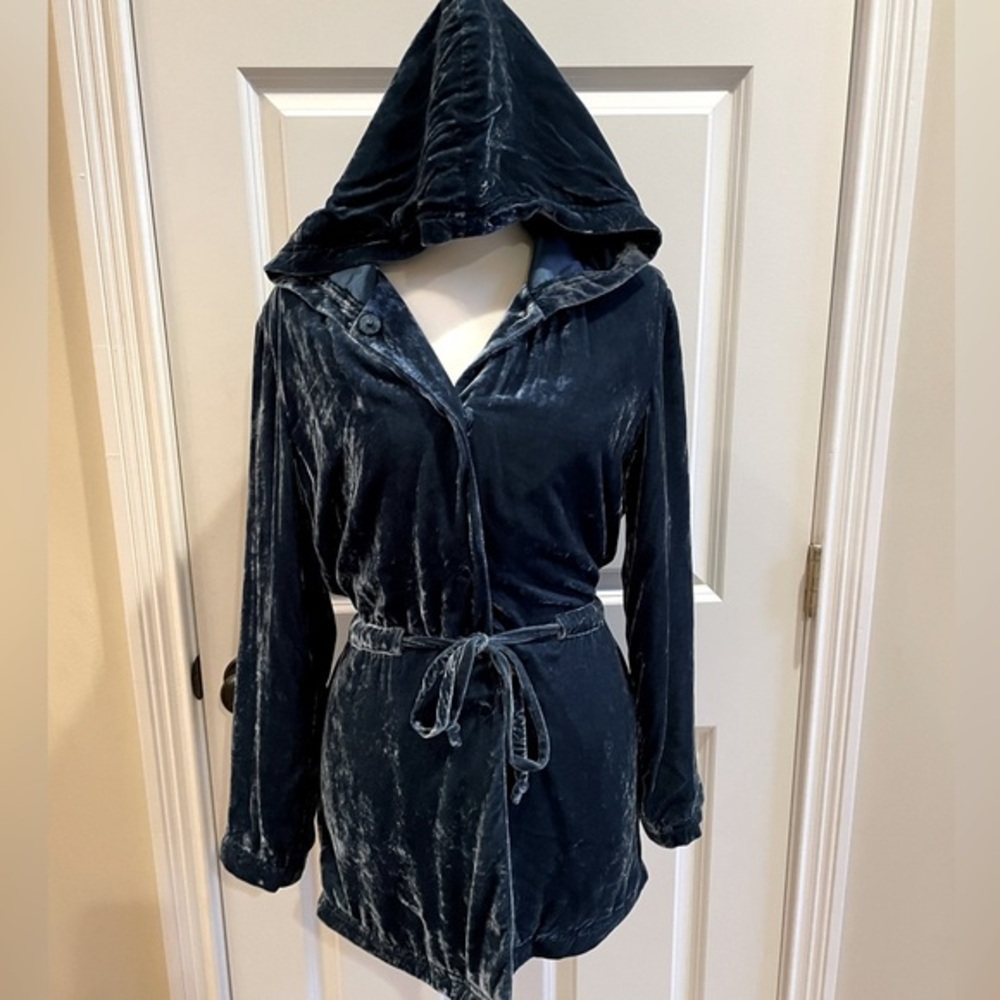 J. Jill Velvety Silk Hooded Lined Anorak Jacket Top
